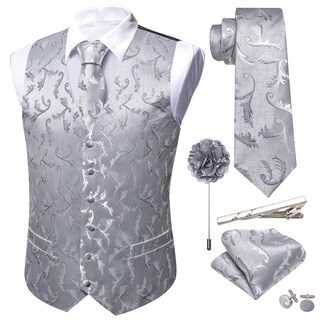 Foto 1 | Conjunto De Chaleco Barry.wang Para Hombre, Cachemir Y Seda Con Flores, Jacquard - Venta Internacional.