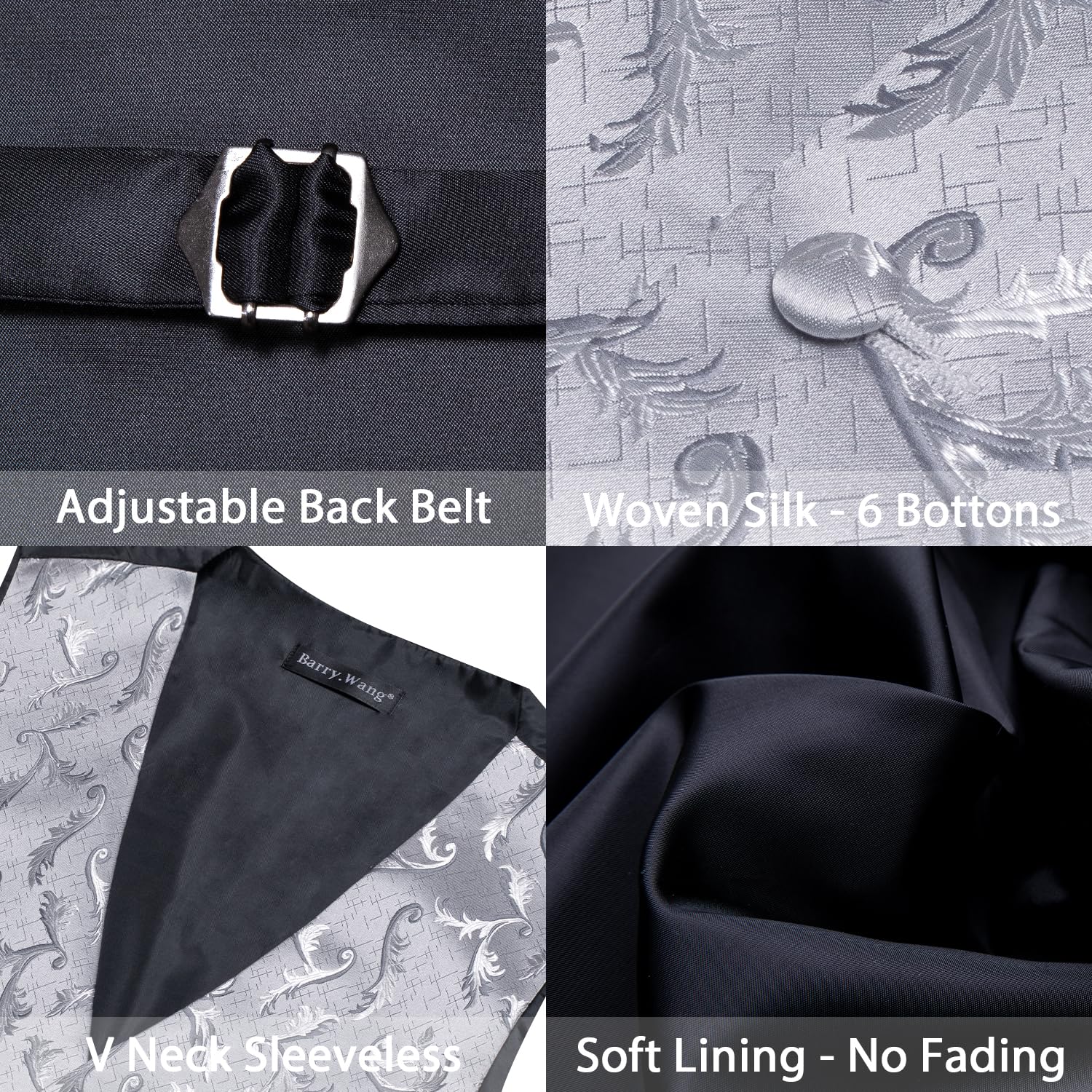 Foto 6 pulgar | Conjunto De Chaleco Barry.wang Para Hombre, Cachemir Y Seda Con Flores, Jacquard - Venta Internacional.