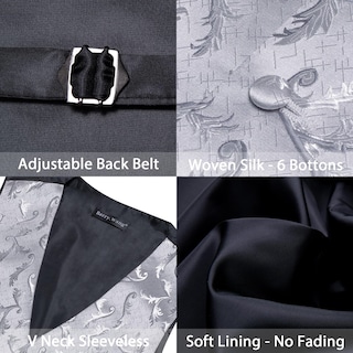 Foto 5 | Conjunto De Chaleco Barry.wang Para Hombre, Cachemir Y Seda Con Flores, Jacquard - Venta Internacional.