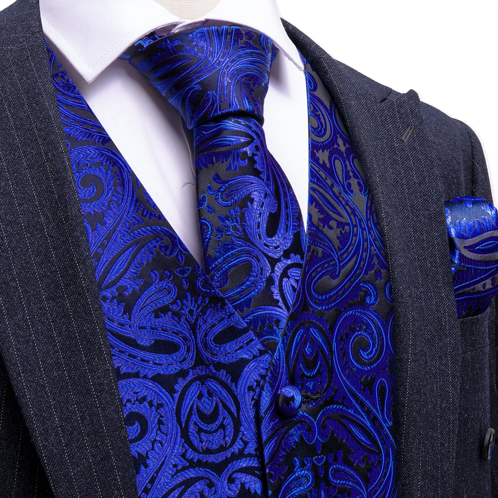 Foto 4 pulgar | Conjunto De Chaleco Barry.wang Para Hombre, Cachemir Y Seda Con Flores, Jacquard - Venta Internacional.
