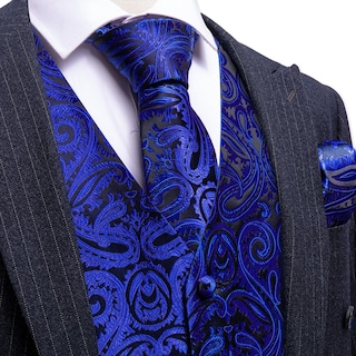 Foto 3 | Conjunto De Chaleco Barry.wang Para Hombre, Cachemir Y Seda Con Flores, Jacquard - Venta Internacional.