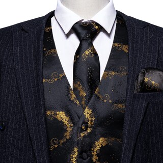 Foto 5 | Chaleco Barry.wang Para Hombre, Jacquard De Seda Con Flores Doradas, 5 Piezas - Venta Internacional.
