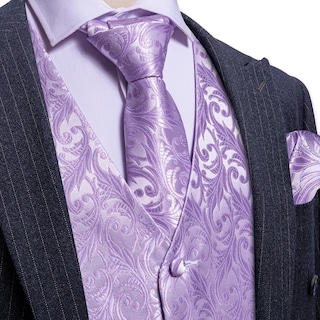 Foto 3 | Conjunto De Chaleco Barry.wang Para Hombre, Cachemir Y Seda Con Flores, Jacquard - Venta Internacional.