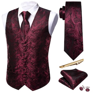 Foto 1 | Conjunto De Chaleco Barry.wang Para Hombre, Cachemir Y Seda Con Flores, Jacquard - Venta Internacional.