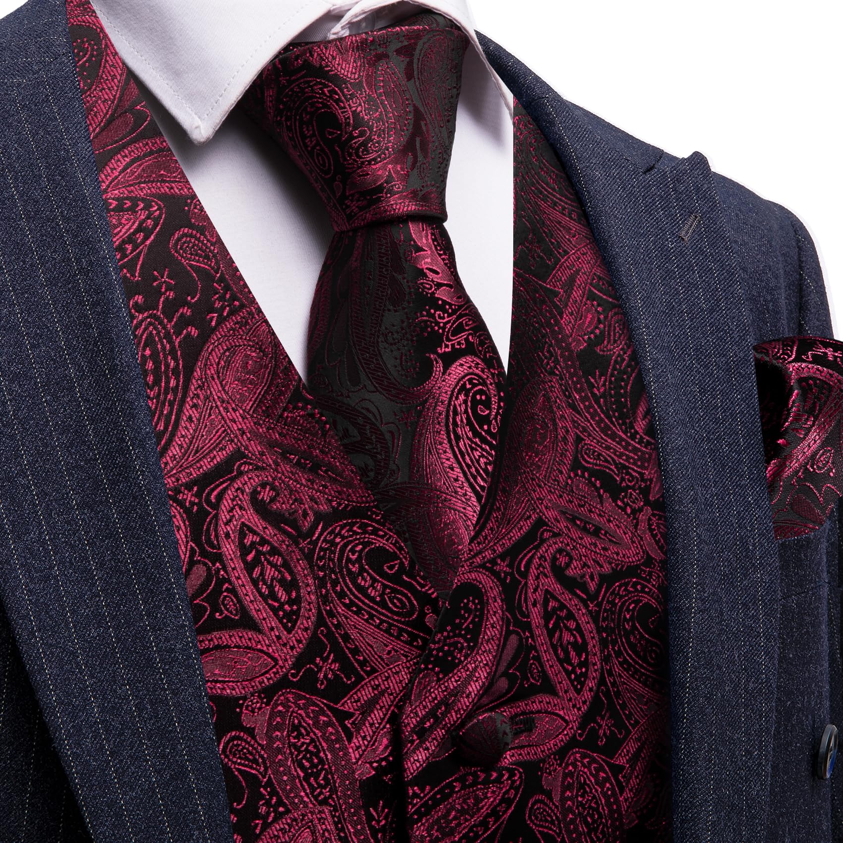 Foto 5 pulgar | Conjunto De Chaleco Barry.wang Para Hombre, Cachemir Y Seda Con Flores, Jacquard - Venta Internacional.