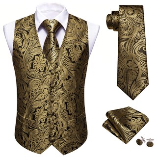 Foto 2 | Conjunto De Chaleco Barry.wang Para Hombre, Cachemir Y Seda Con Flores, Jacquard - Venta Internacional.