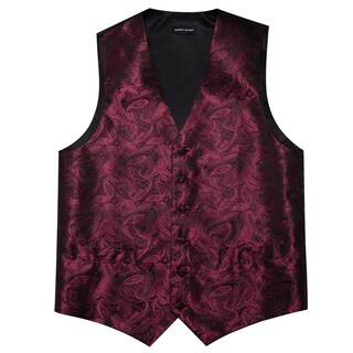 Foto 5 | Conjunto De Chaleco Barry.wang Para Hombre, Jacquard De Seda Con Flores Rojas Y Negras - Venta Internacional.