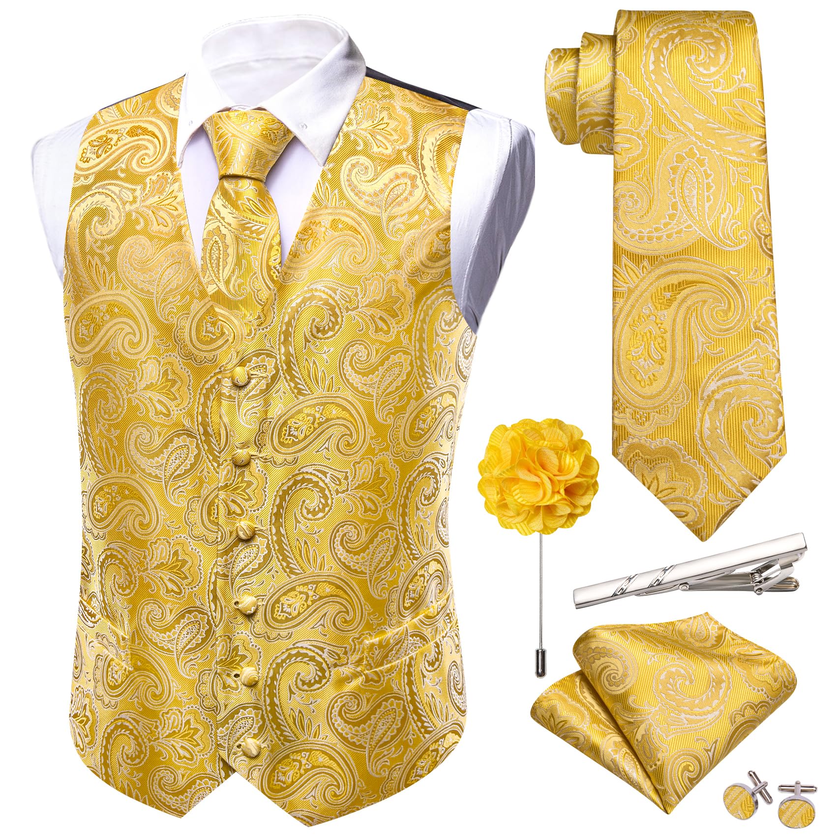 Conjunto De Chaleco Barry.wang Para Hombre, Cachemir Y Seda Con Flores, Jacquard - Venta Internacional.