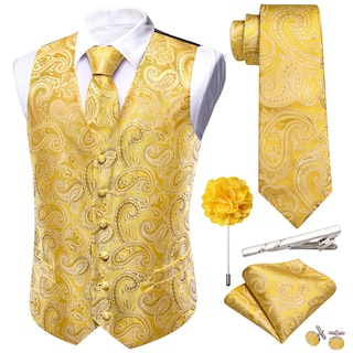 Foto 1 | Conjunto De Chaleco Barry.wang Para Hombre, Cachemir Y Seda Con Flores, Jacquard - Venta Internacional.