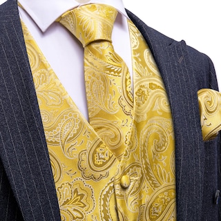 Foto 3 | Conjunto De Chaleco Barry.wang Para Hombre, Cachemir Y Seda Con Flores, Jacquard - Venta Internacional.