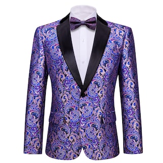 Foto 1 | Chaqueta Tipo Blazer Barry.wang Para Hombre, Esmoquin Floral, Cachemir, Morado - Venta Internacional.