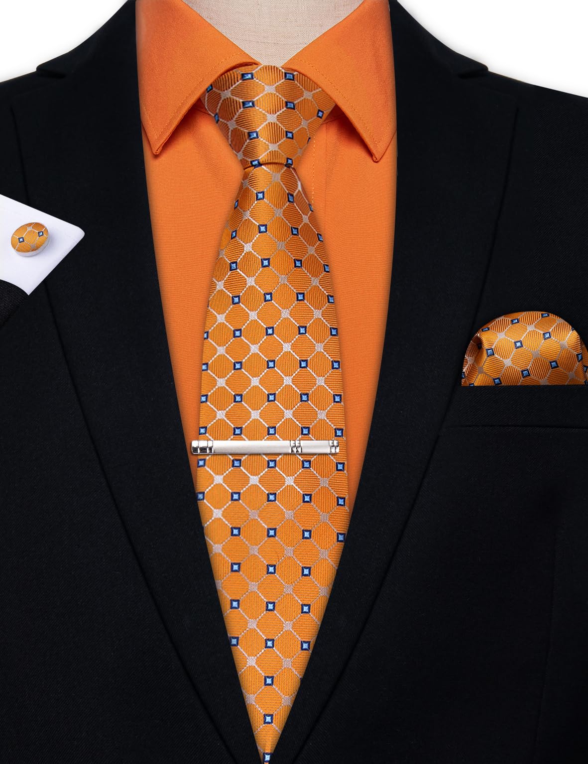Foto 3 pulgar | Conjunto De Camisa Y Corbata Dibangu Para Hombre, Naranja Quemado, Talla Xl - Venta Internacional.