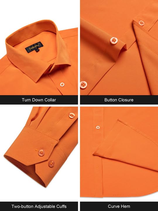 Foto 7 pulgar | Conjunto De Camisa Y Corbata Dibangu Para Hombre, Naranja Quemado, Talla Xl - Venta Internacional.