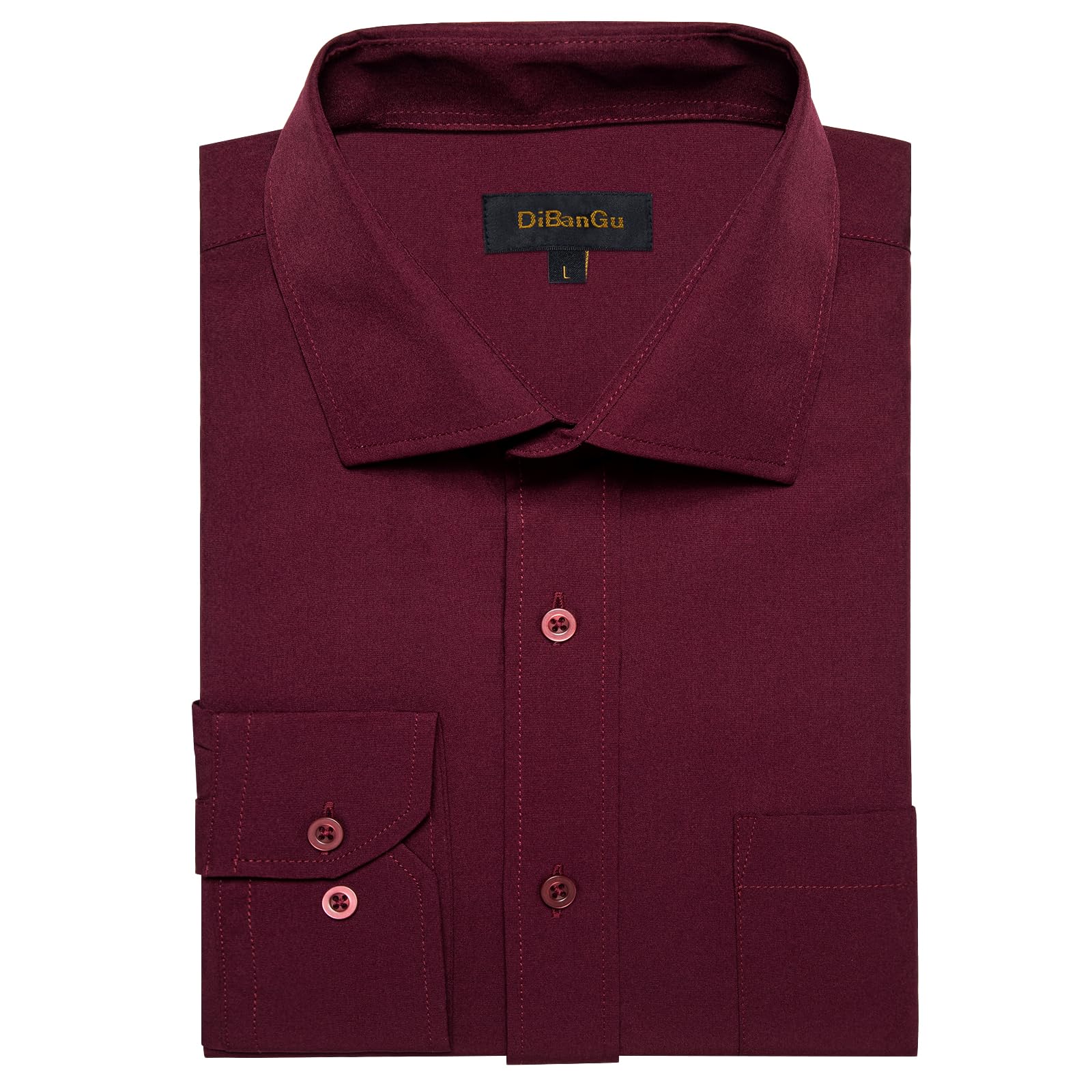 Foto 7 pulgar | Camisa Dibangu De Manga Larga Con Botones Para Hombre, Color Burdeos - S - Venta Internacional.