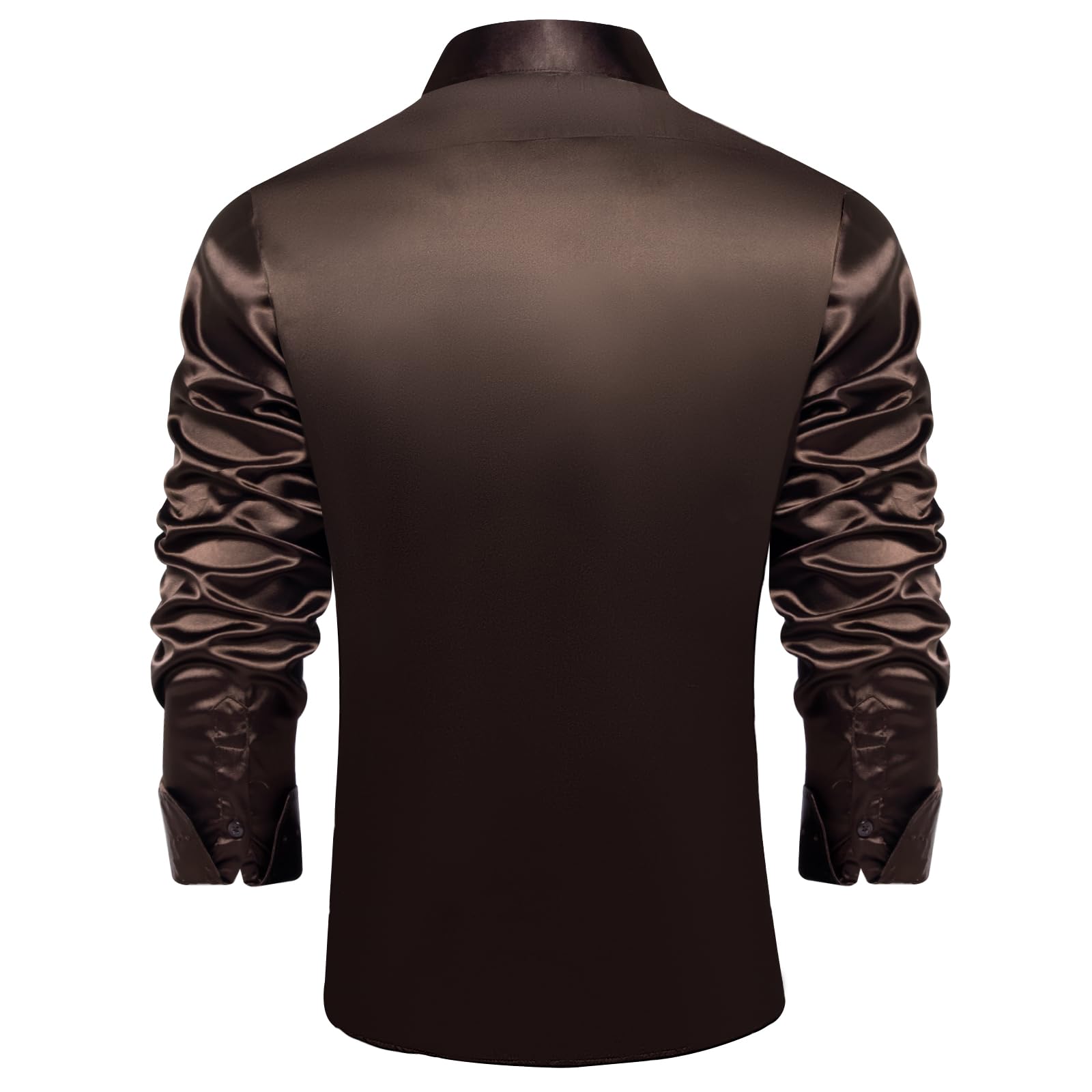 Foto 8 pulgar | Camisa Dibangu De Manga Larga Satinada Para Hombre, Color Marrón Oscuro Brillante, Xxl - Venta Internacional.