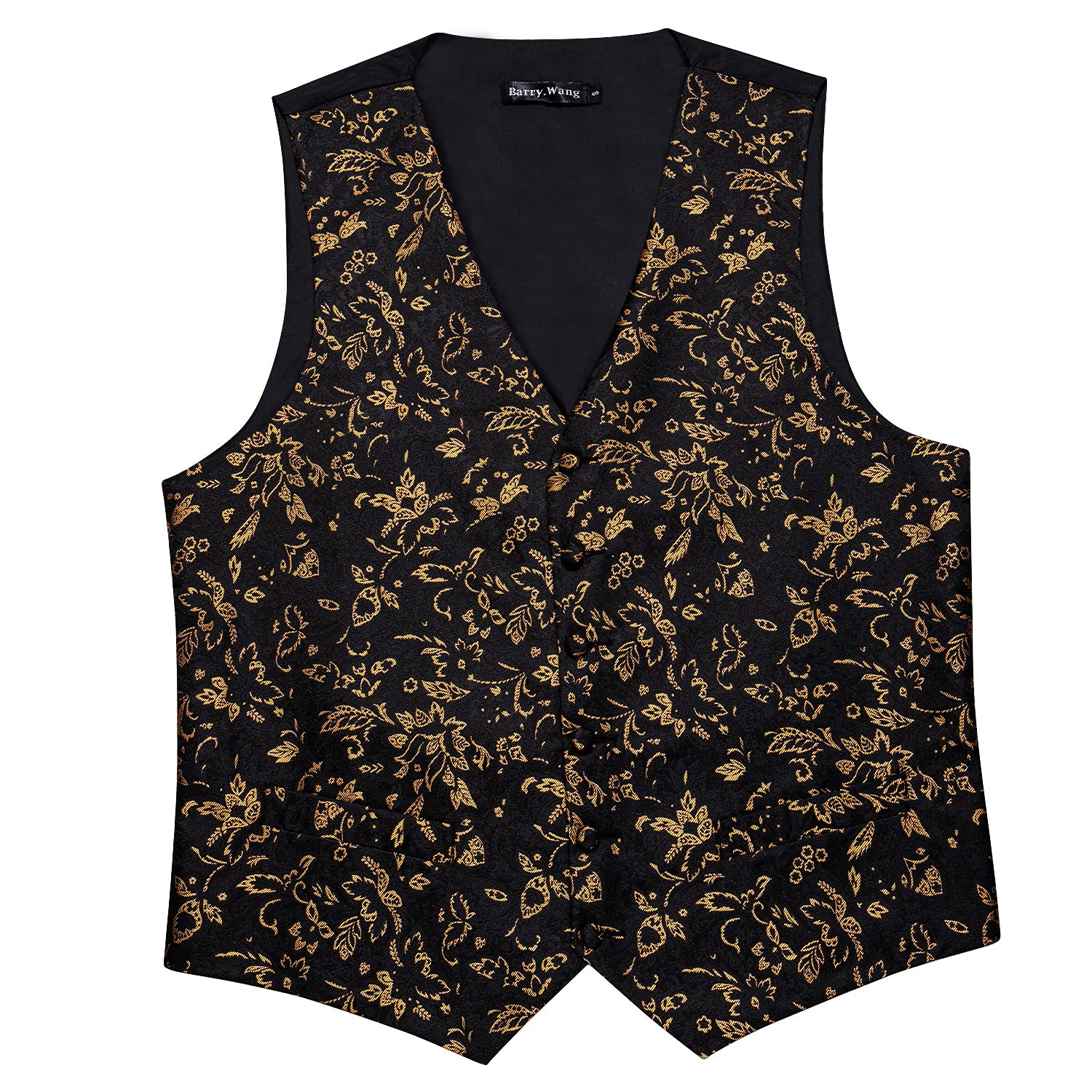 Foto 8 pulgar | Chaleco Barry.wang, Jacquard De Seda Con Flores Marrones Y Negras, 5 Unidades - Venta Internacional.