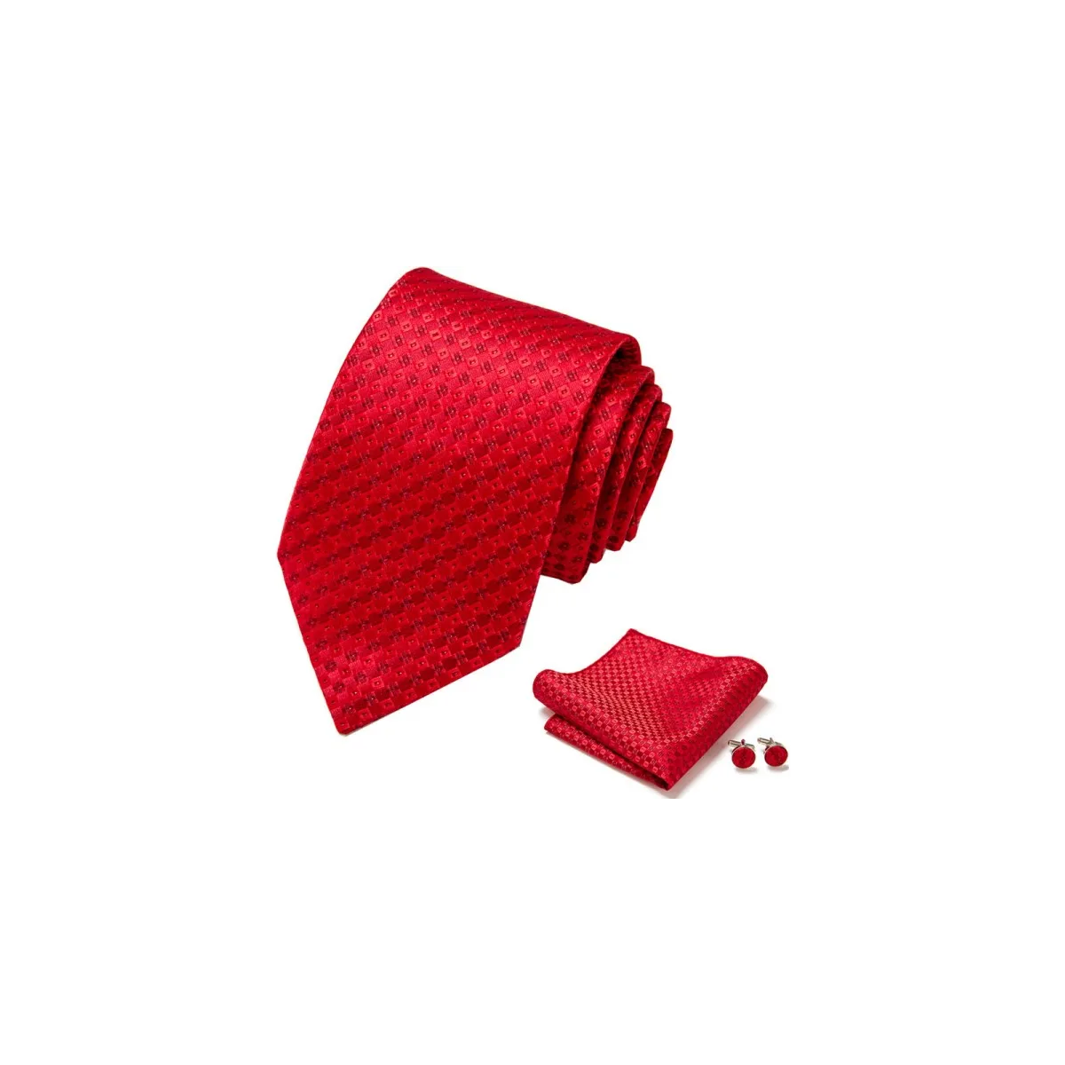 Foto 2 pulgar | Set De Corbata Con Pañuelo Y Gemelos Para Hombre Eo Safe Imports Esi-19840 Rojo