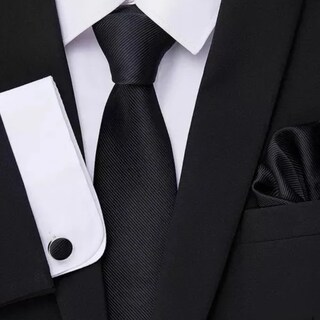 Foto 3 | Set De Corbata Con Pañuelo Y Gemelos Para Hombre Eo Safe Imports Esi-19839 Negro