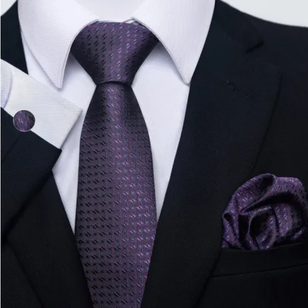Foto 2 | Set De Corbata Con Pañuelo Y Gemelos Para Hombre Eo Safe Imports Esi-19841 Purpura