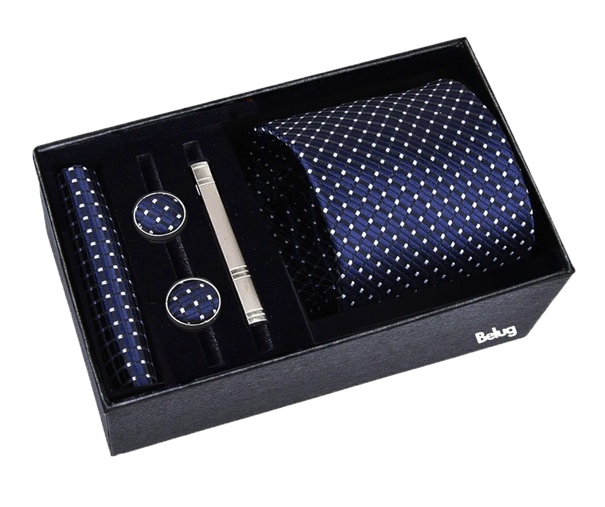 Foto 1 | Set Corbata Pañuelo Mancuernilla Hombre 5 Piezas Azul Puntos