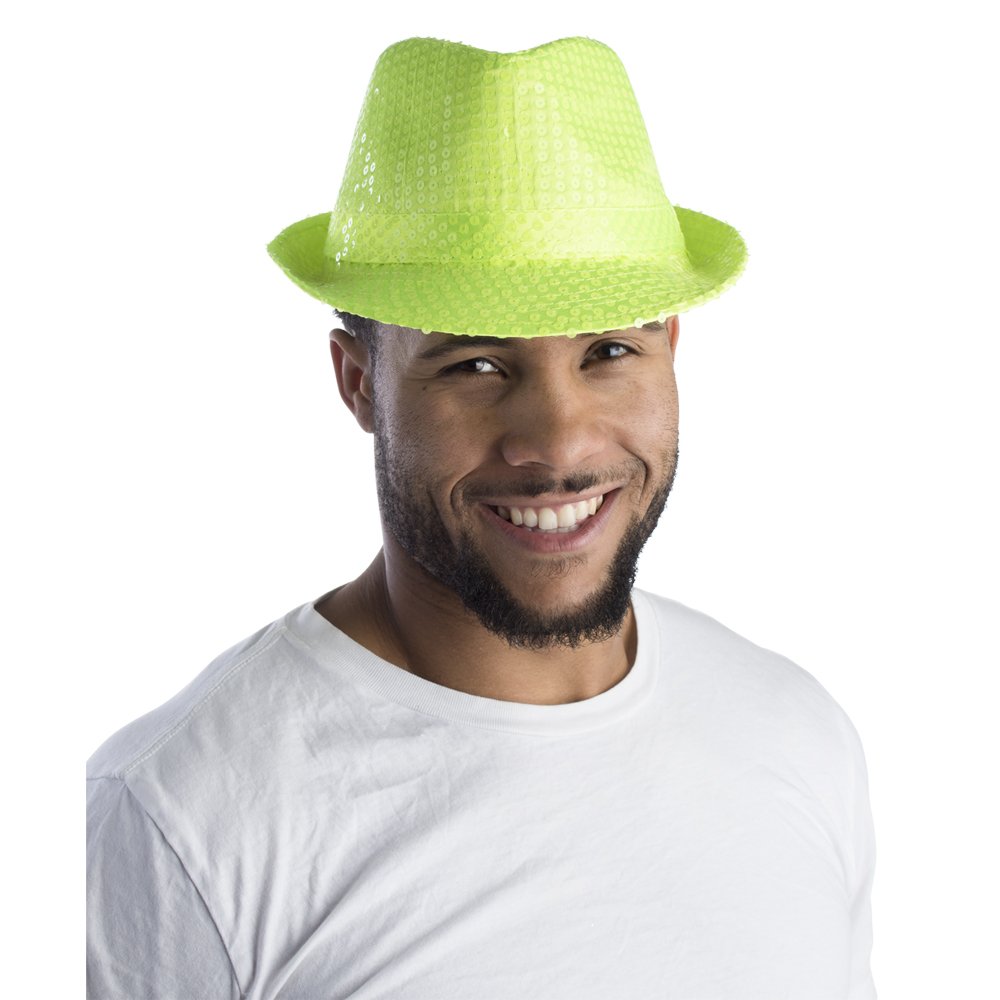 Sombrero Fedora Dress Up America Con Lentejuelas Para Adultos, Color Verde Claro - Venta Internacional.