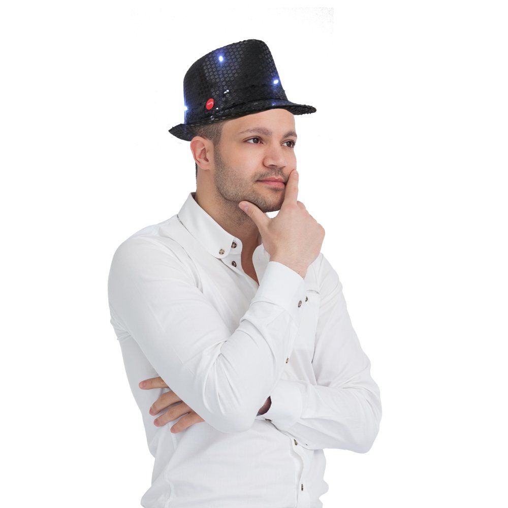 Lentejuelas Fedora Hat Dress Up America Para Adultos Con Luces Led - Venta Internacional.