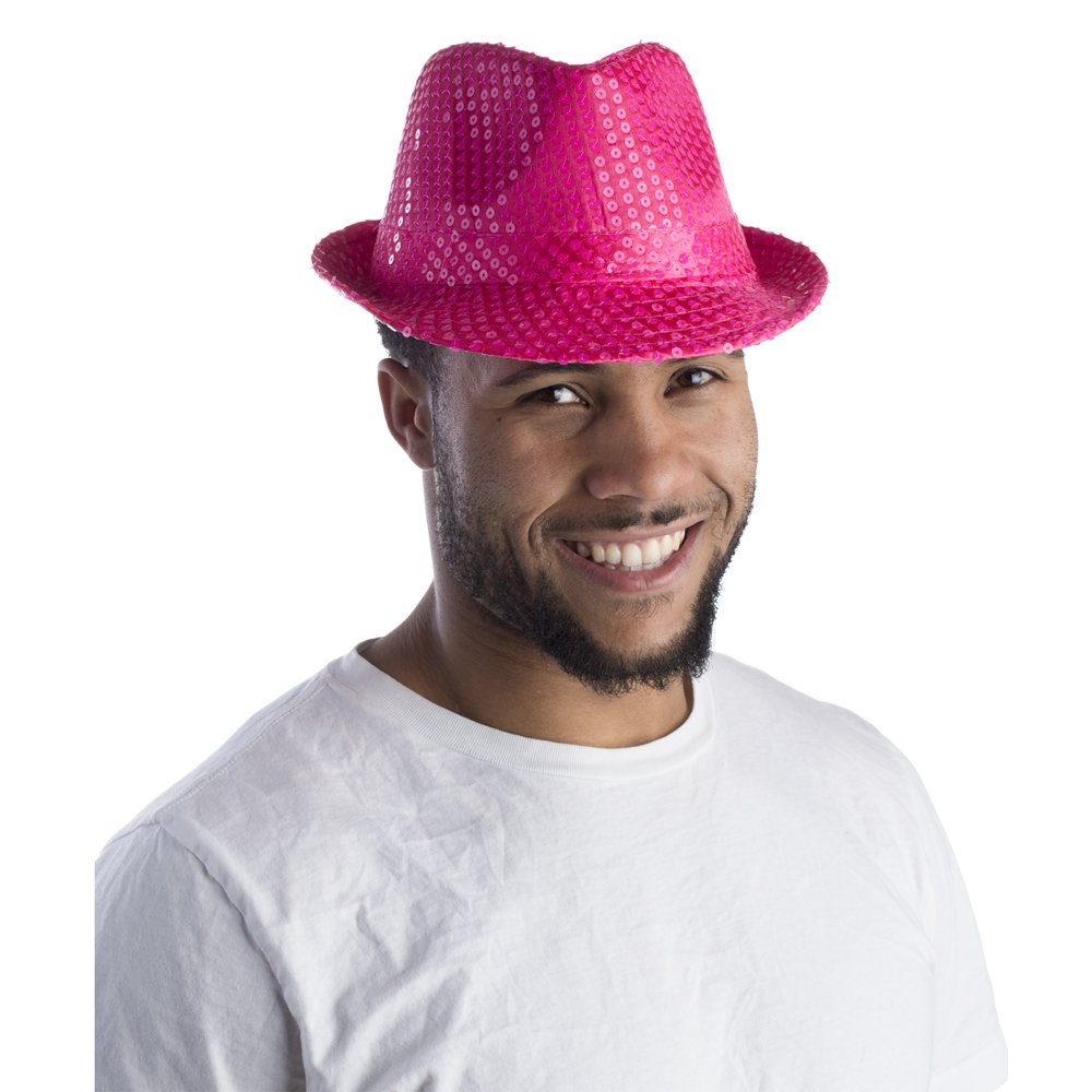 Lentejuelas Fedora Hat Dress Up America Para Adultos, Lentejuelas Rosas - Venta Internacional.