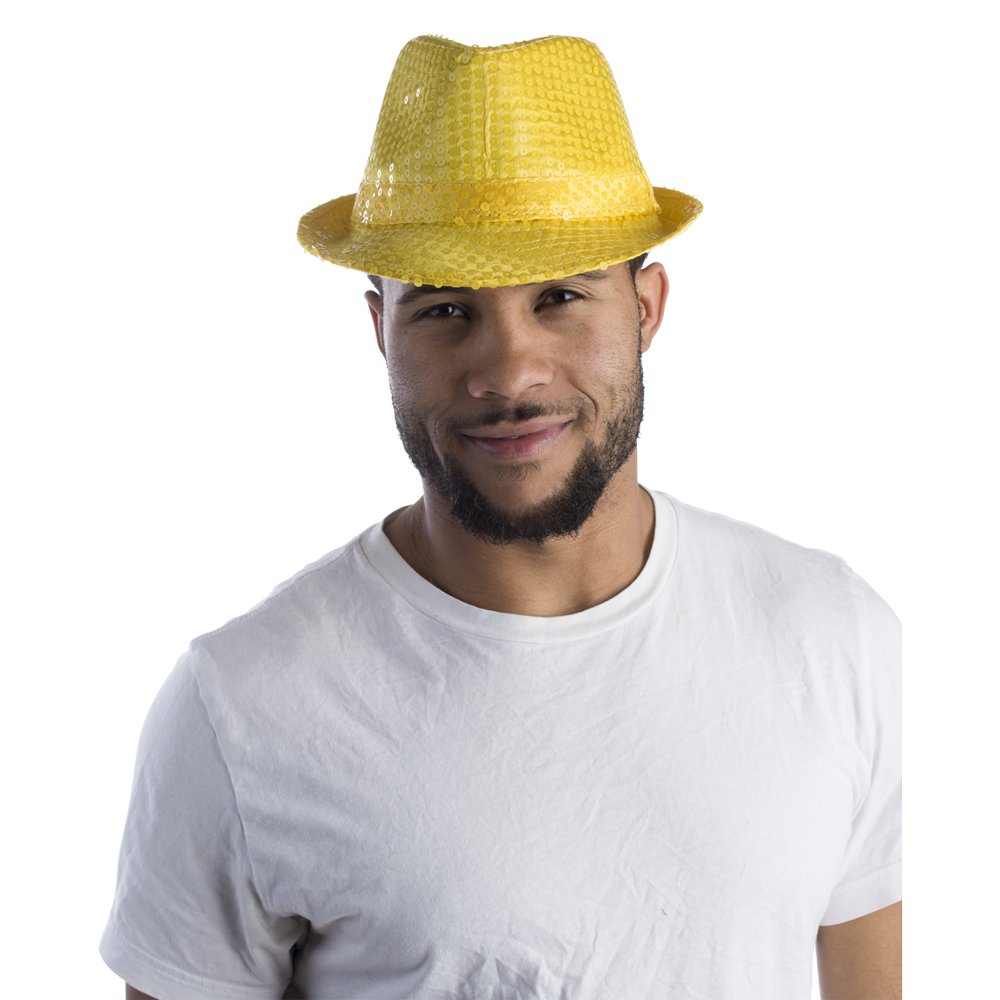 Sombrero Fedora Dress Up America Con Lentejuelas Para Adultos, Color Amarillo - Venta Internacional.