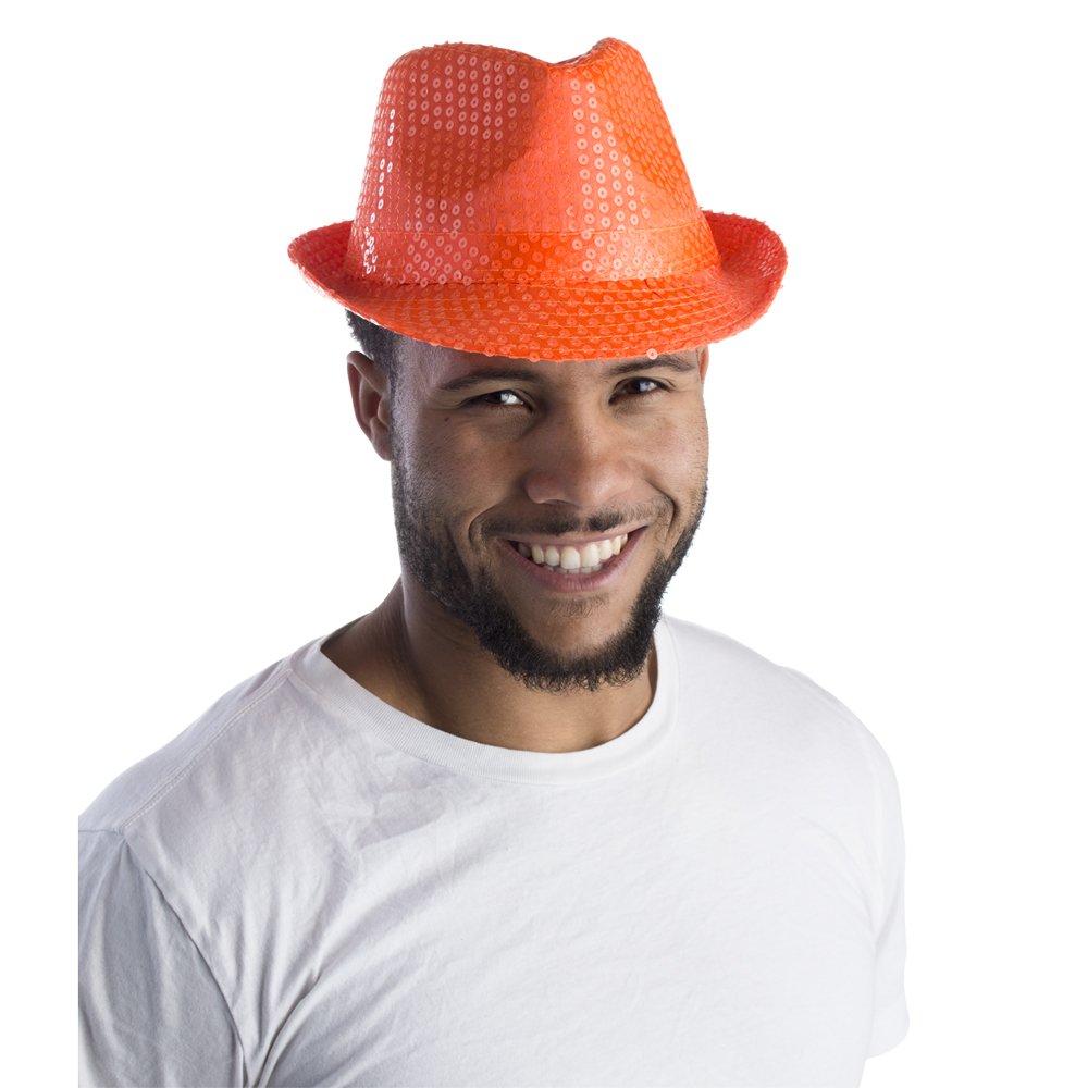 Foto 2 pulgar | Sombrero Fedora Dress Up America Con Lentejuelas Para Adultos, Color Naranja - Venta Internacional.