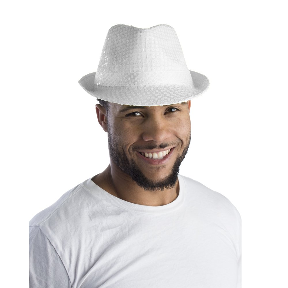 Lentejuelas Fedora Hat Dress Up America Para Adultos, Lentejuelas Blancas - Venta Internacional.