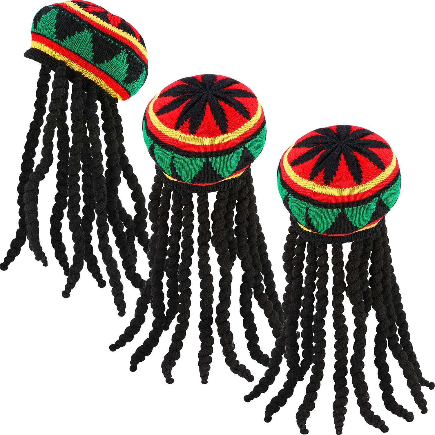 Foto 2 pulgar | Sombrero Rasta Disfraz Satinior Para Hombre Con Peluca Negra Con Rastas - Venta Internacional.