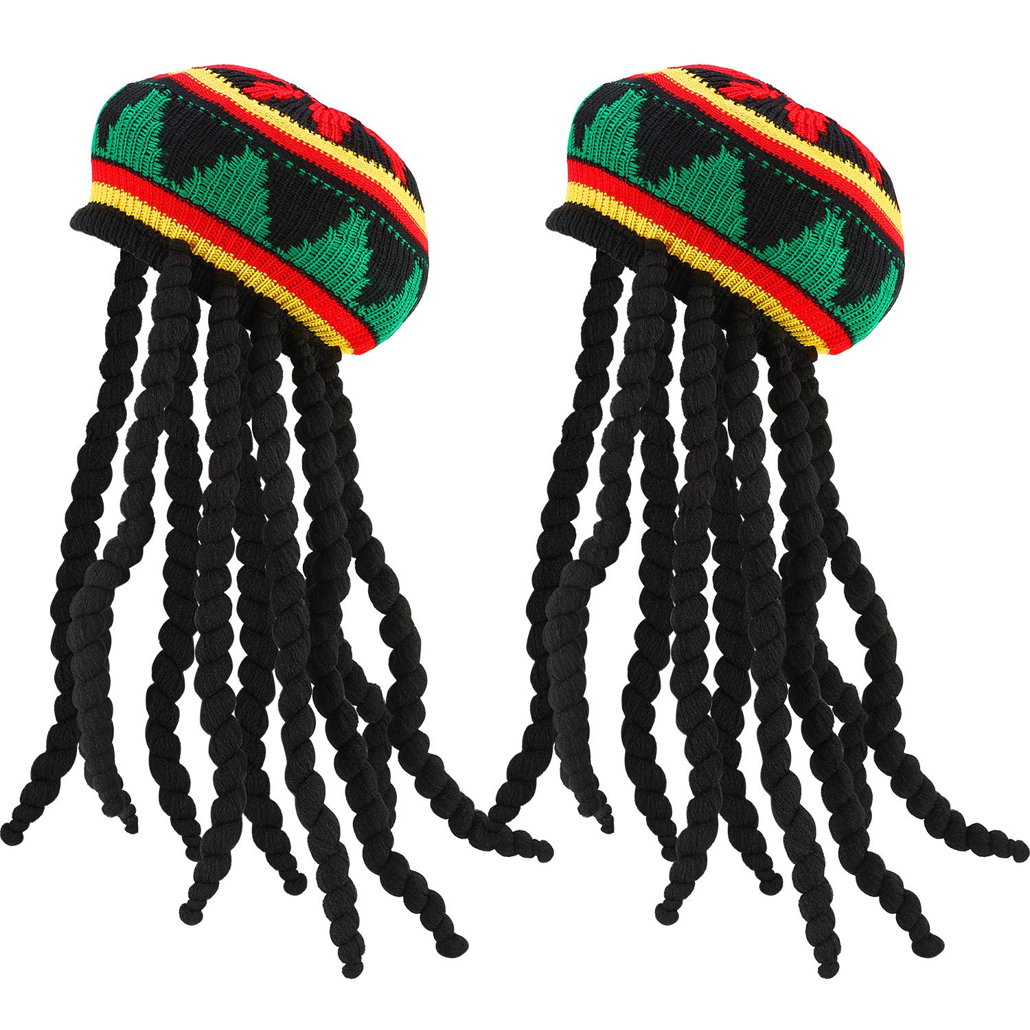 Foto 8 pulgar | Sombrero Rasta Disfraz Satinior Para Hombre Con Peluca Negra Con Rastas - Venta Internacional.