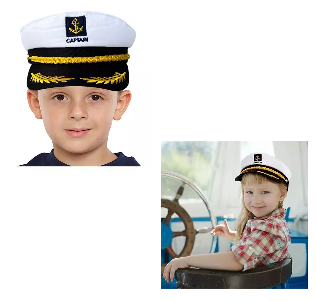 Foto 5 pulgar | Sombrero Ajustable Capitan Marinero Gorro Gorra Yate 1 Pzs Blanco