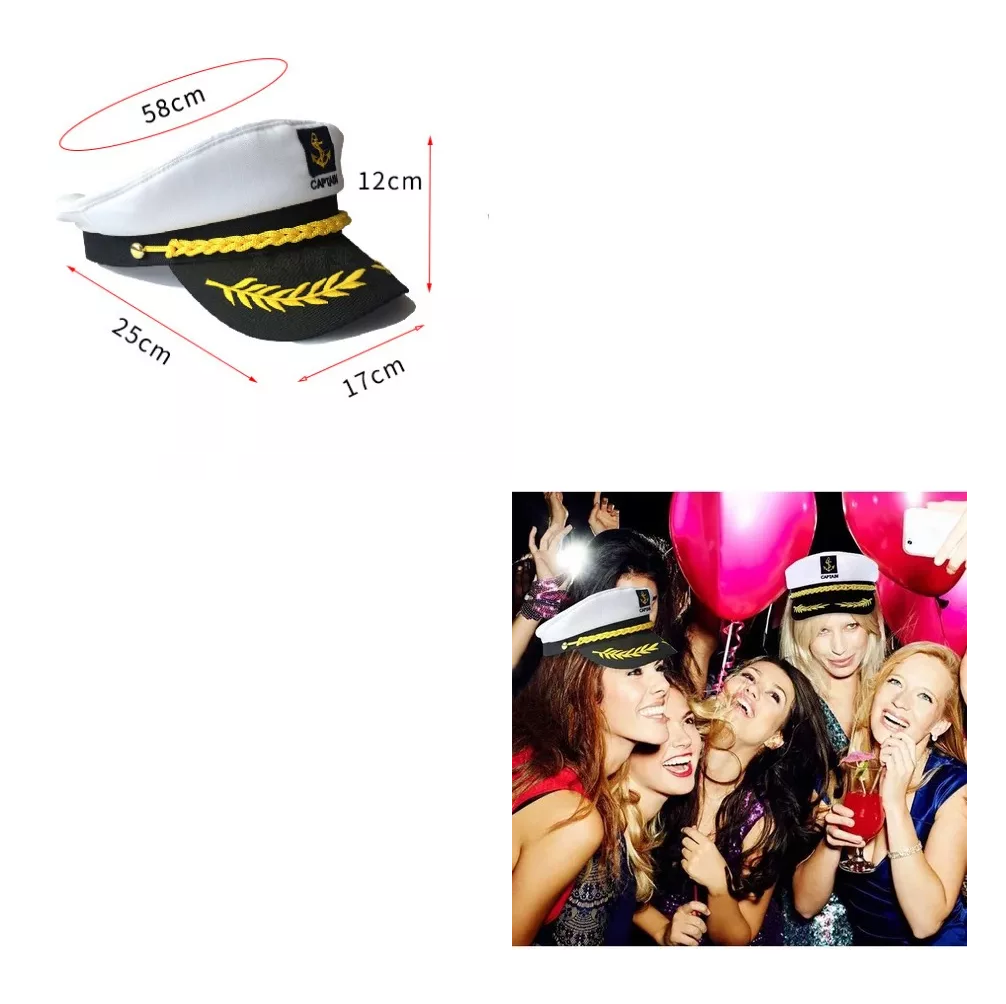Foto 3 pulgar | Sombrero Ajustable Capitan Marinero Gorro Gorra Yate 1 Pzs Blanco