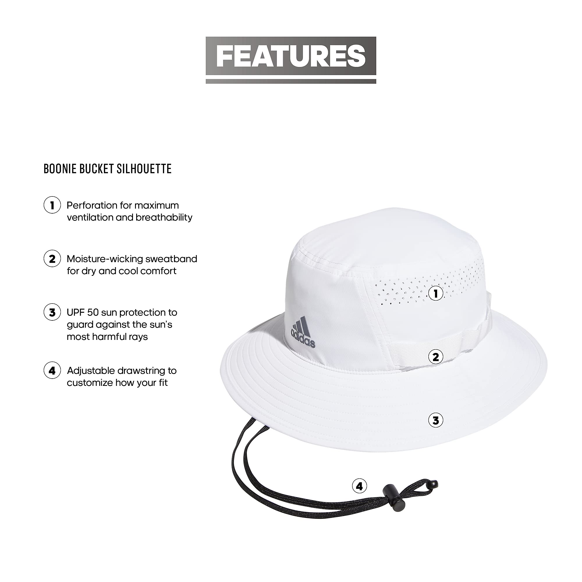 Foto 3 pulgar | Gorro De Pescador Adidas Victory Para Hombre Y Aire Libre Con Protección Solar, Color Blanco - Venta Internacional.