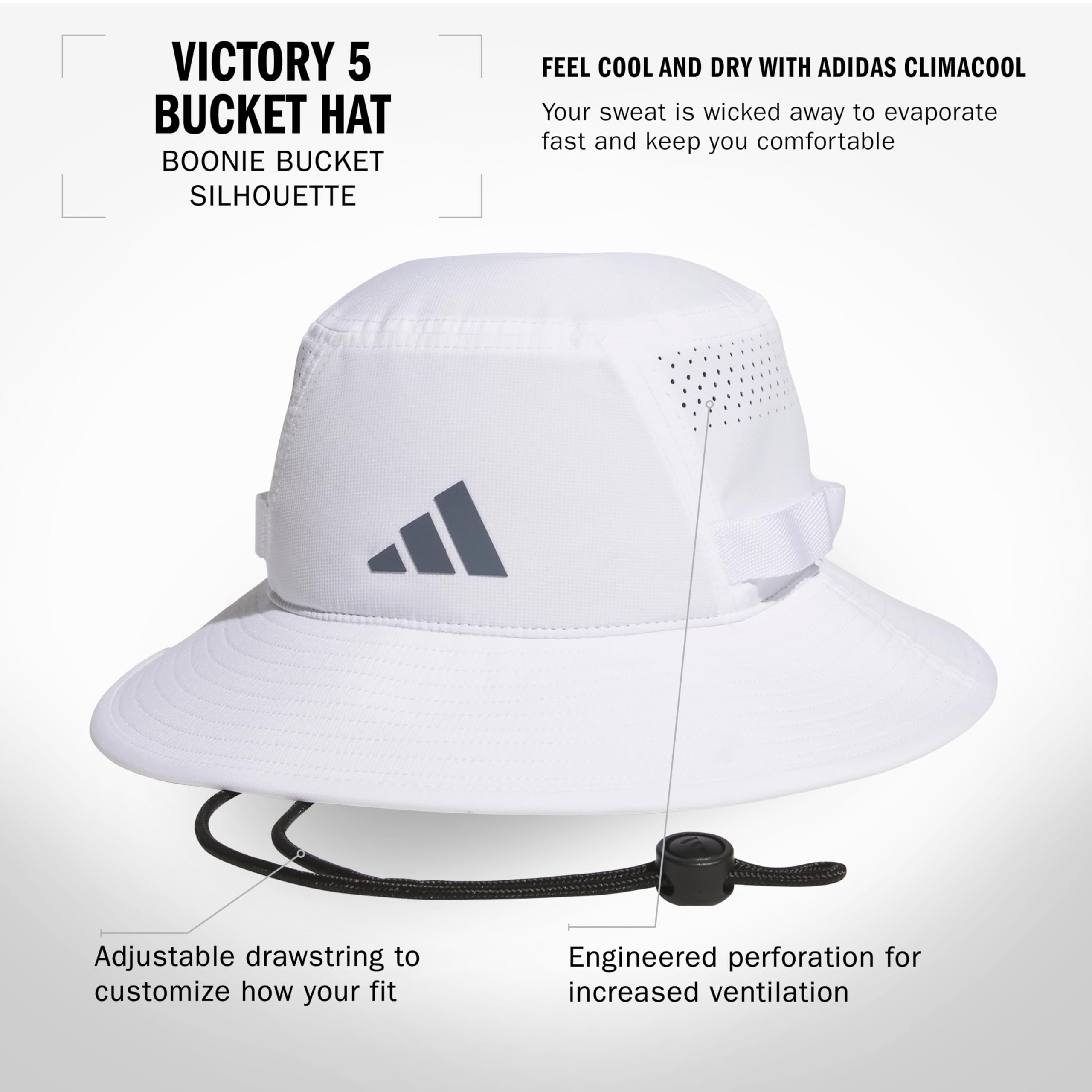 Foto 2 | Gorro De Pescador Adidas Victory Para Hombre Y Aire Libre Con Protección Solar, Color Blanco - Venta Internacional.