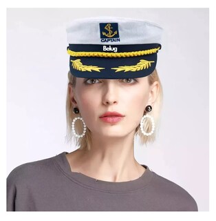 Foto 3 | Sombrero Ajustable Capitán Marinero Gorro Gorra Yate 2 Pzs, Belug Blanco