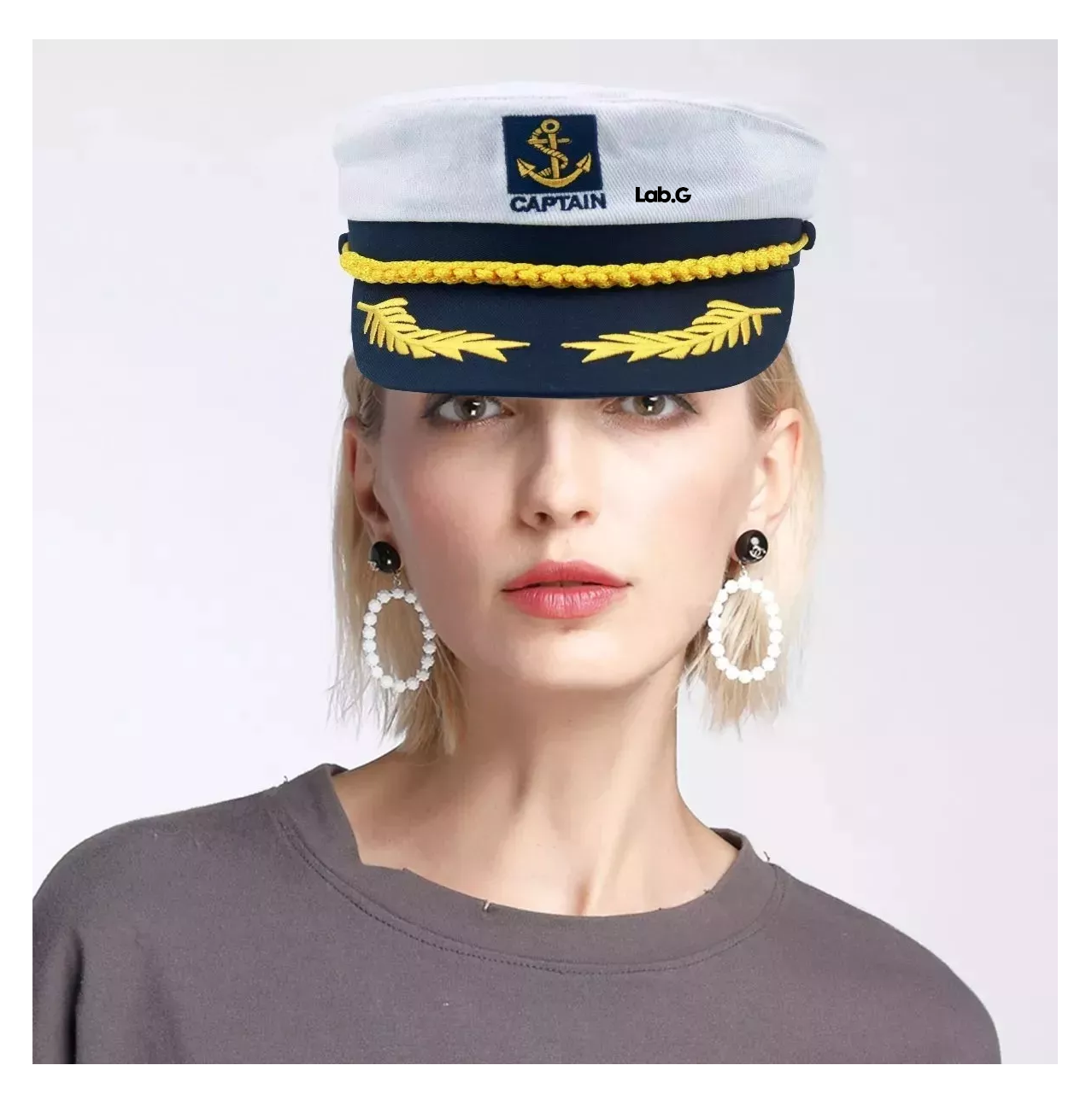 Foto 4 pulgar | Sombrero Ajustable Lab.g Capitan Marinero Gorro Gorra Yate 2 Pzs, Blanco