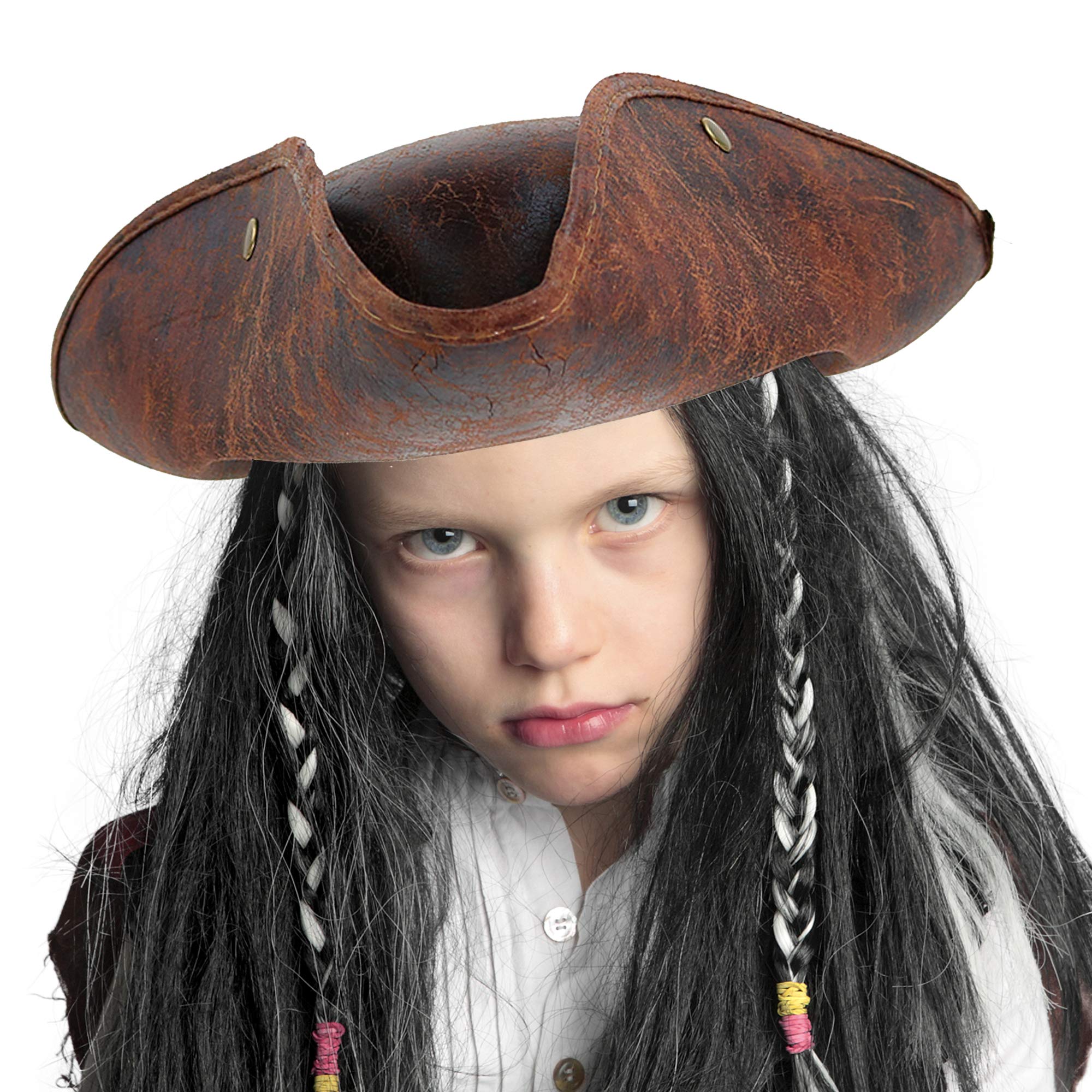 Foto 5 pulgar | Sombrero De Pirata Con Forma De Esqueleto De Tricornio De Piel Sintética, Marrón, Para Adultos Y Niños - Venta I