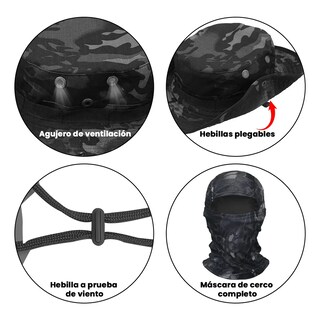 Foto 4 | Sombrero Para Sol Protector Con Pasamontañas Y Manga Eo Safe Imports Esi-19693 Negro