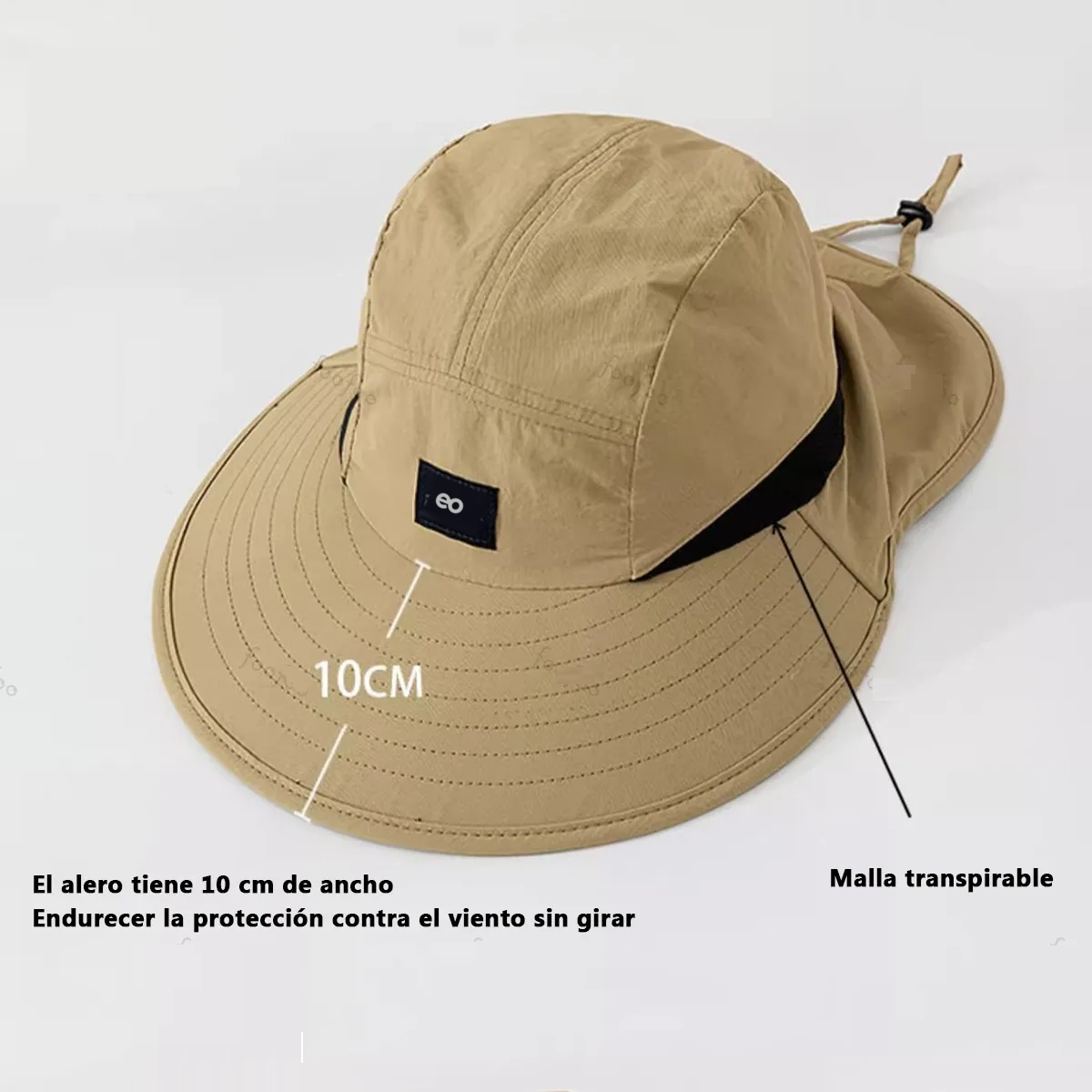 Foto 3 pulgar | Sombrero Pesca Sol Protección Cuello Cara Eo Safe Imports Esi-19696 Amarillo