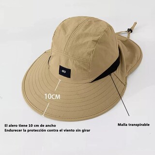 Foto 2 | Sombrero Pesca Sol Protección Cuello Cara Eo Safe Imports Esi-19696 Amarillo