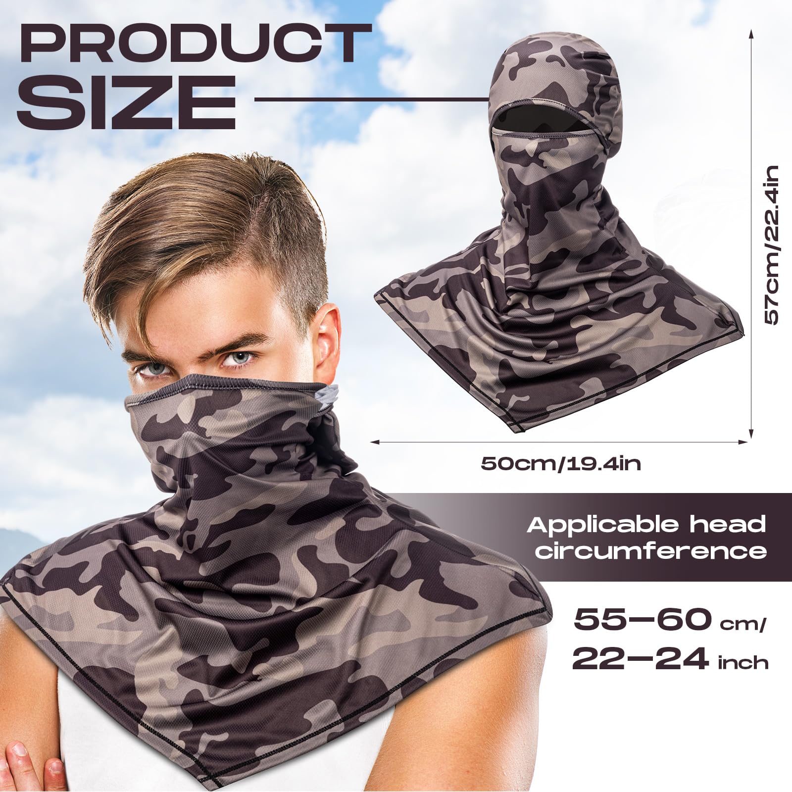 Foto 3 pulgar | Balaclava Face Cover Syhood Summer Protector De Cuello Para Hombre - Venta Internacional.