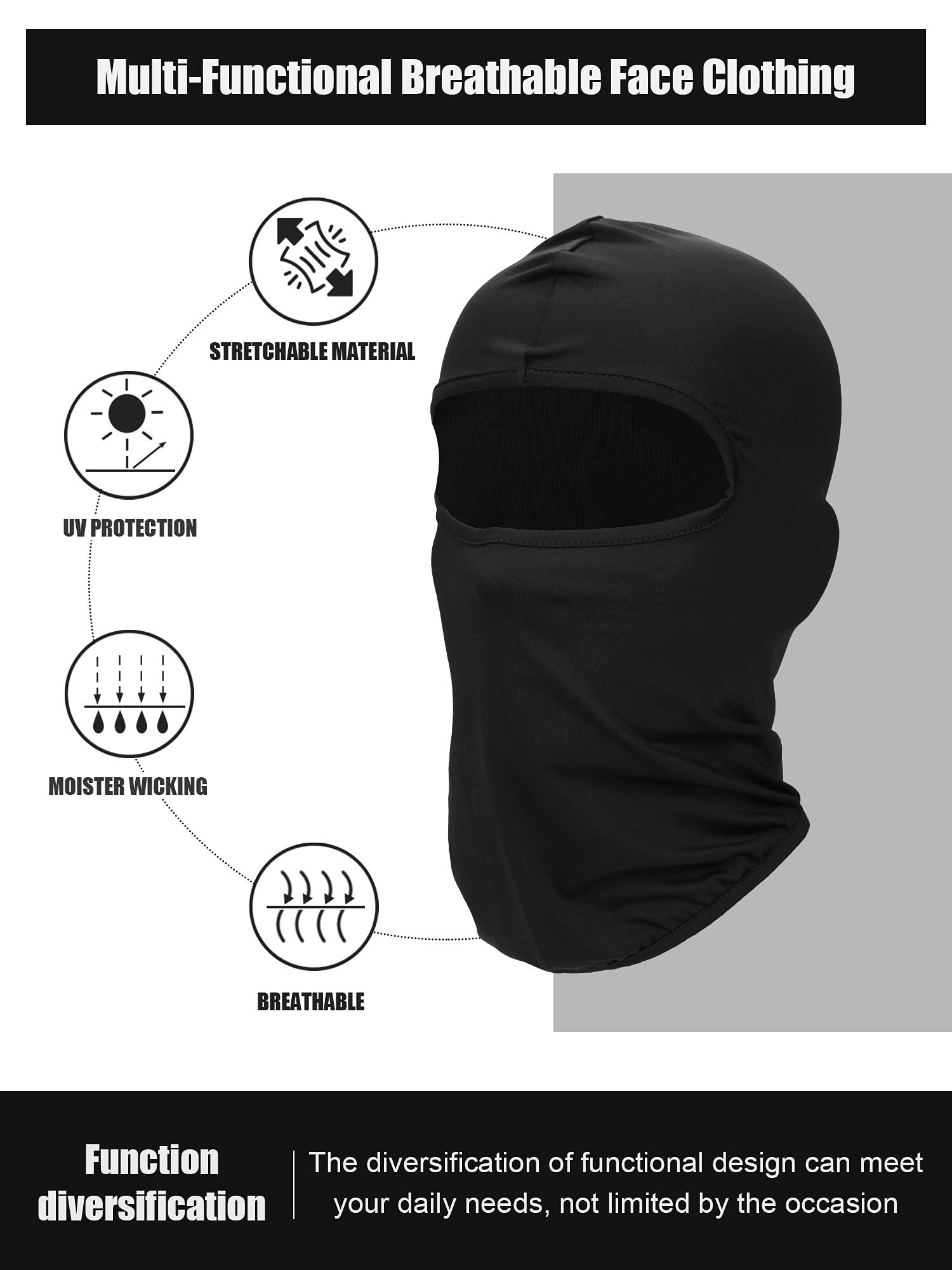 Foto 4 pulgar | Máscara De Esquí Satinior Con Cobertura Integral Para Hombre, 9 Unidades, Color Negro - Venta Internacional.