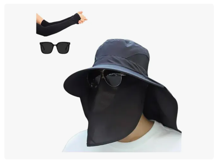 Sombrero Xtellar El Sol Gorra Protección Cuello Y Cara +manga Y Gafa