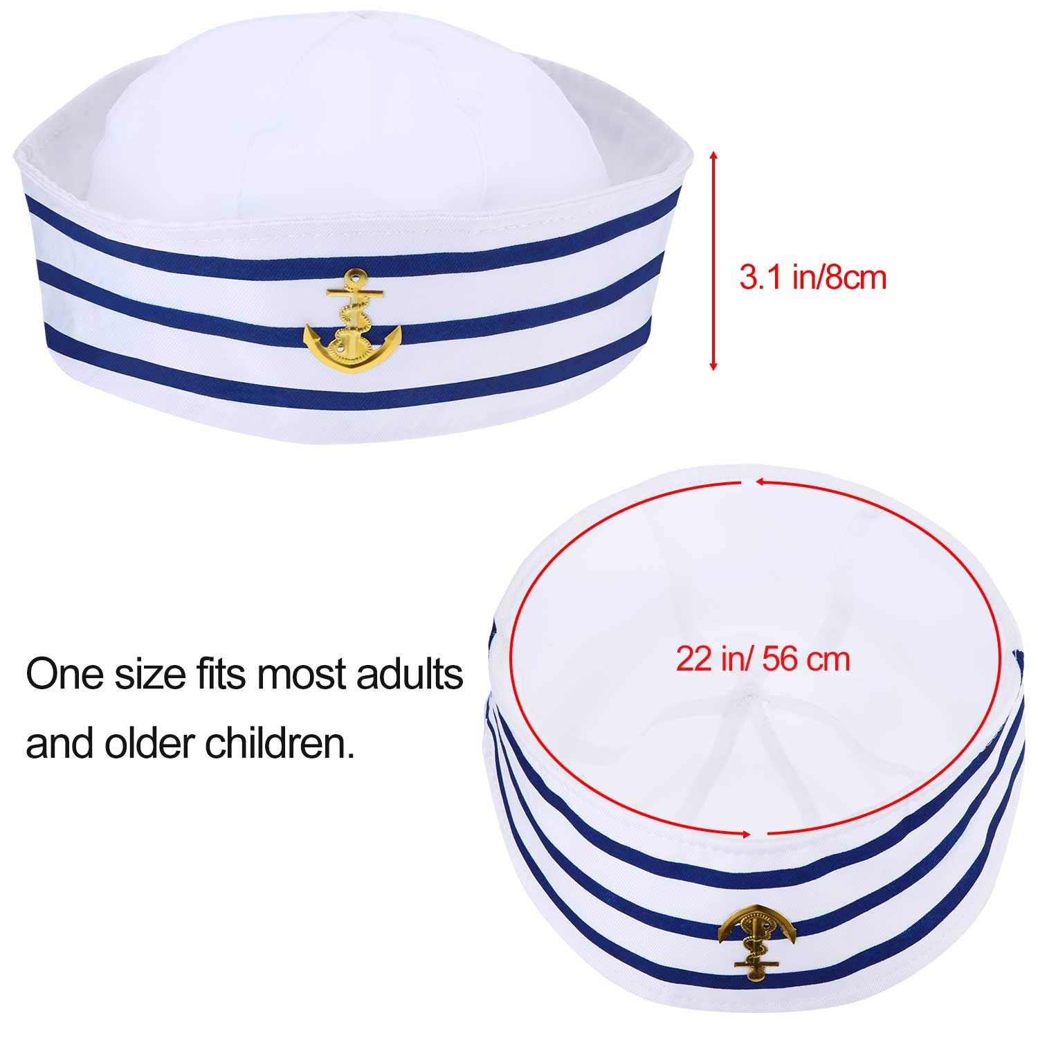Foto 3 pulgar | Sombrero Sail Hats Syhood Azul Con Sombrero Blanco De Capitán Sailor X12 - Venta Internacional.