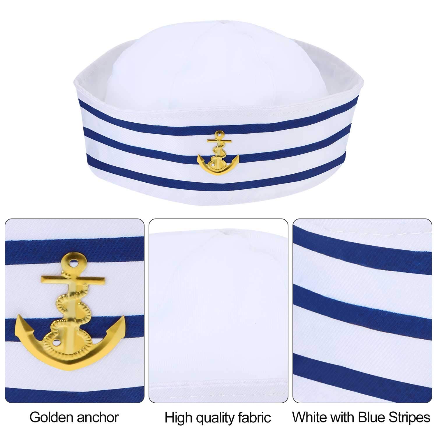 Foto 7 pulgar | Sombrero Sail Hats Syhood Azul Con Sombrero Blanco De Capitán Sailor X12 - Venta Internacional.