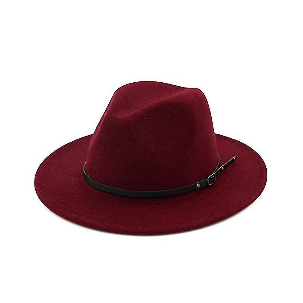 Foto 1 | Sombrero Huoguo  Estilo Vintage  Fieltro  Ala Ancha  Estilo Fedora  Rojo Vino - Venta Internacional.