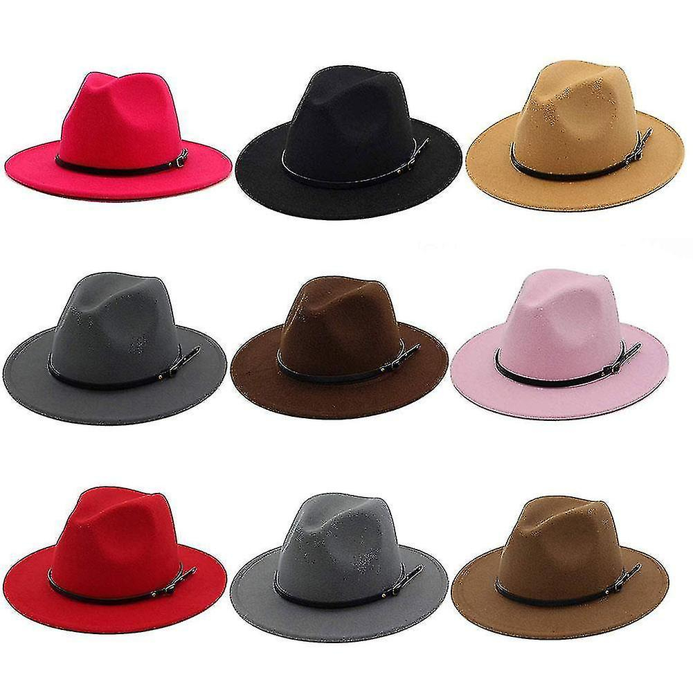 Foto 2 | Sombrero Huoguo  Estilo Vintage  Fieltro  Ala Ancha  Estilo Fedora  Rojo Vino - Venta Internacional.