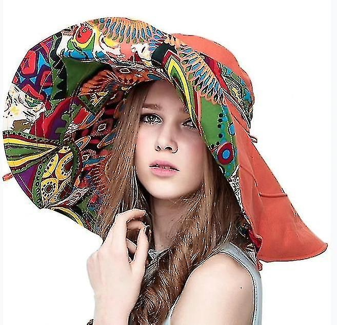 Foto 3 pulgar | Sombrero Huoguo Flower  Grande  Plegable  Con Ala De Sol De Verano  Naranja - Venta Internacional.